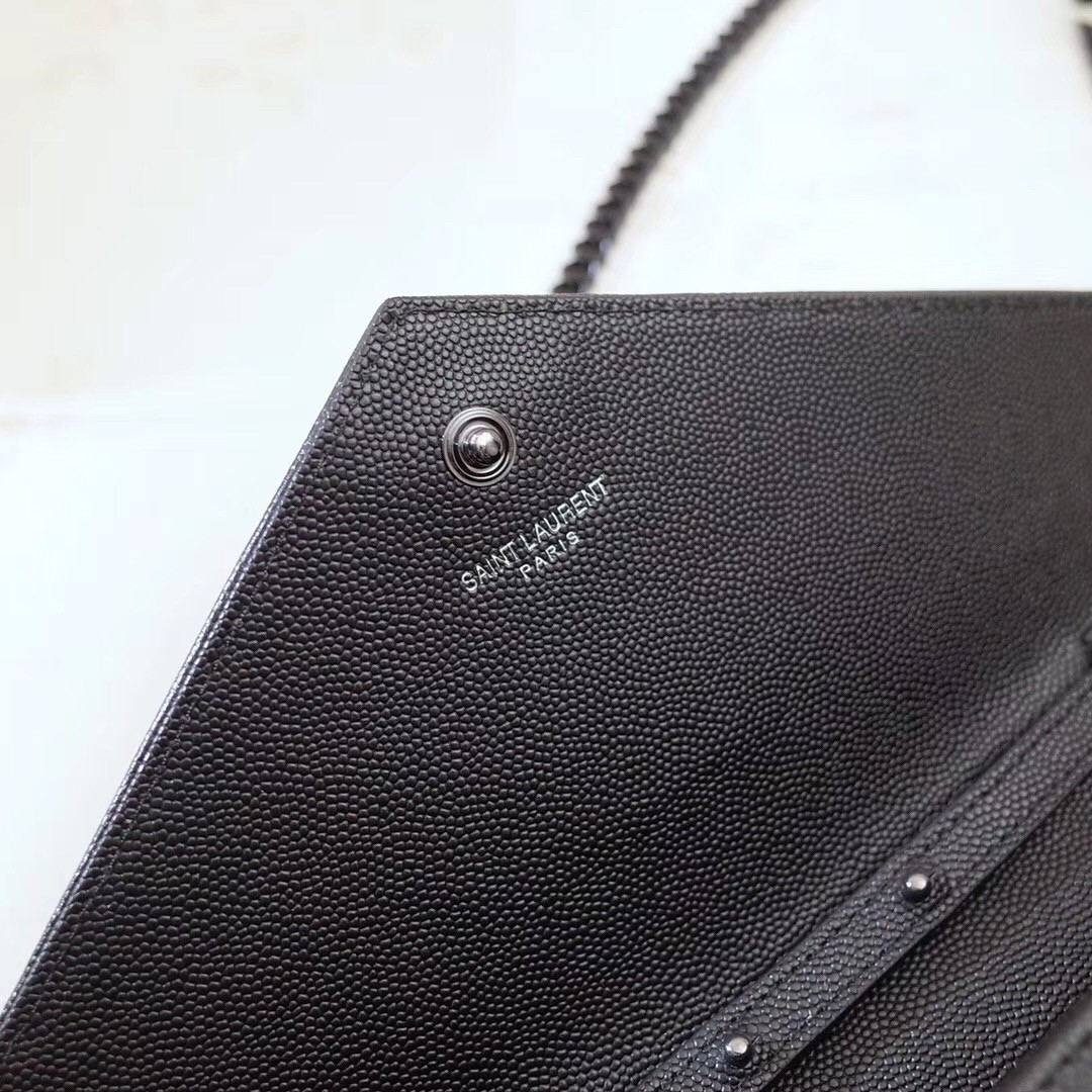 Sa**t Lau*nt woc monogram chain wallet all black