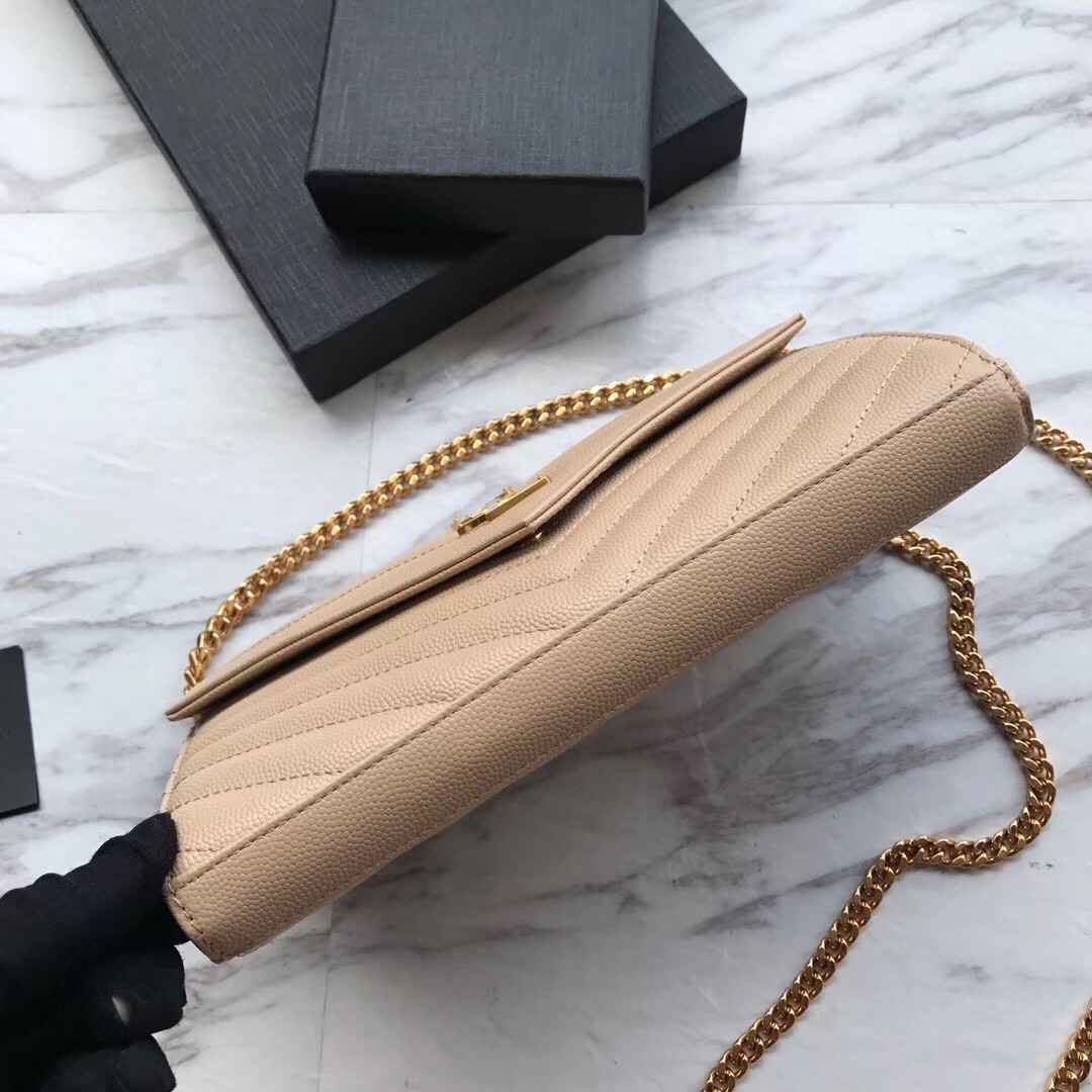 Sa**t Lau*nt woc monogram chain wallet in poudre leather