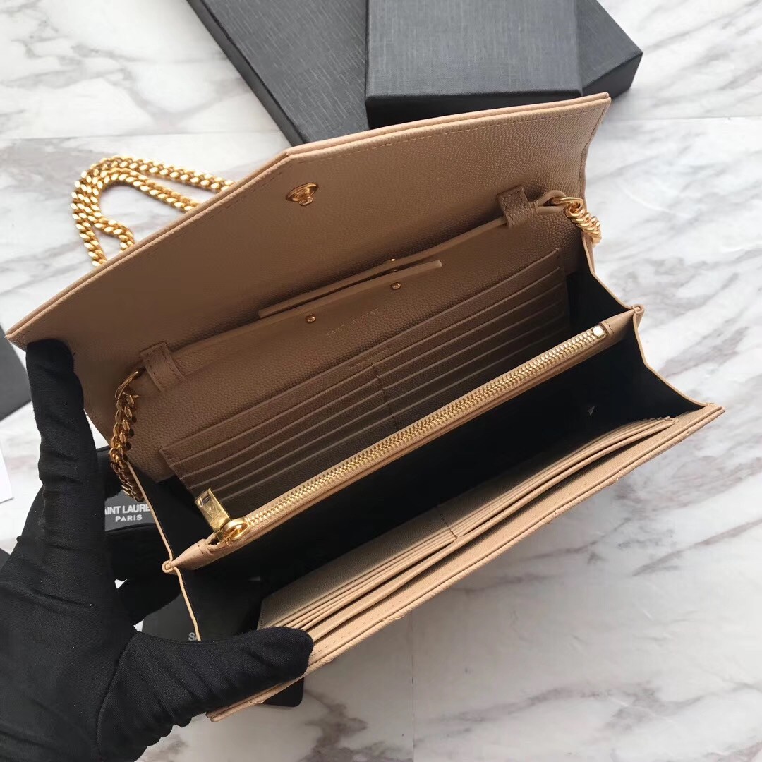 Sa**t Lau*nt woc monogram chain wallet in poudre leather