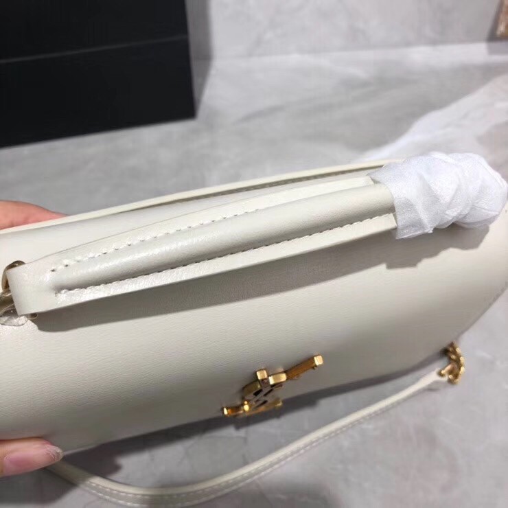 Sa**t Lau*nt woc sunset chain wallet in white calfskin