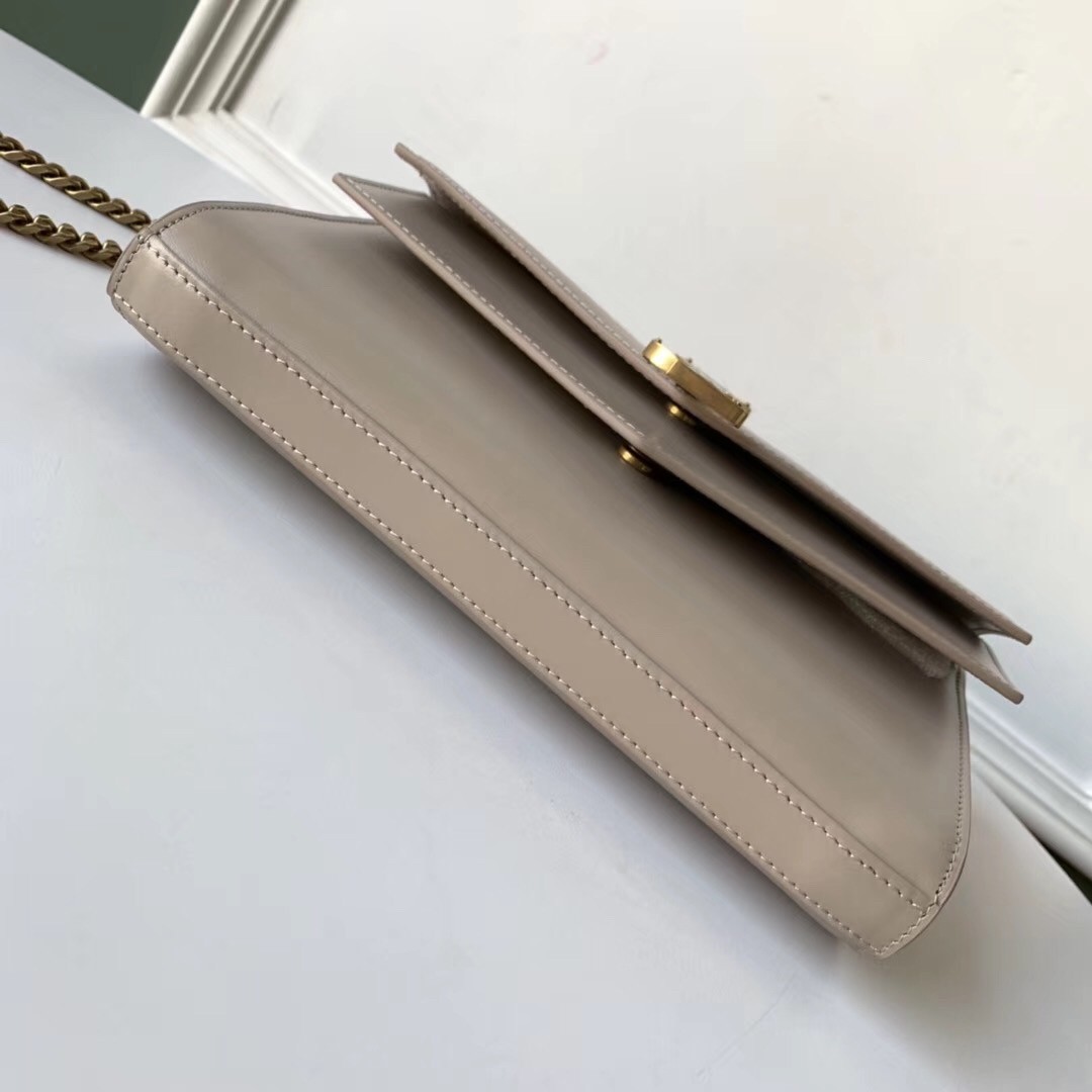 Sa**t Lau*nt woc sulpice chain wallet in beige calfskin