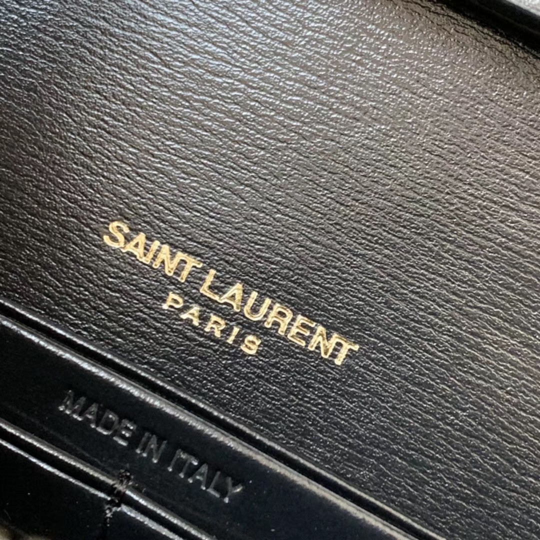 Sa**t Lau*nt woc sulpice chain wallet in black calfskin