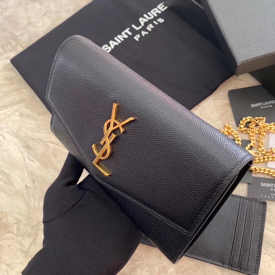 Sa**t Lau*nt woc uptown chain wallet in black leather