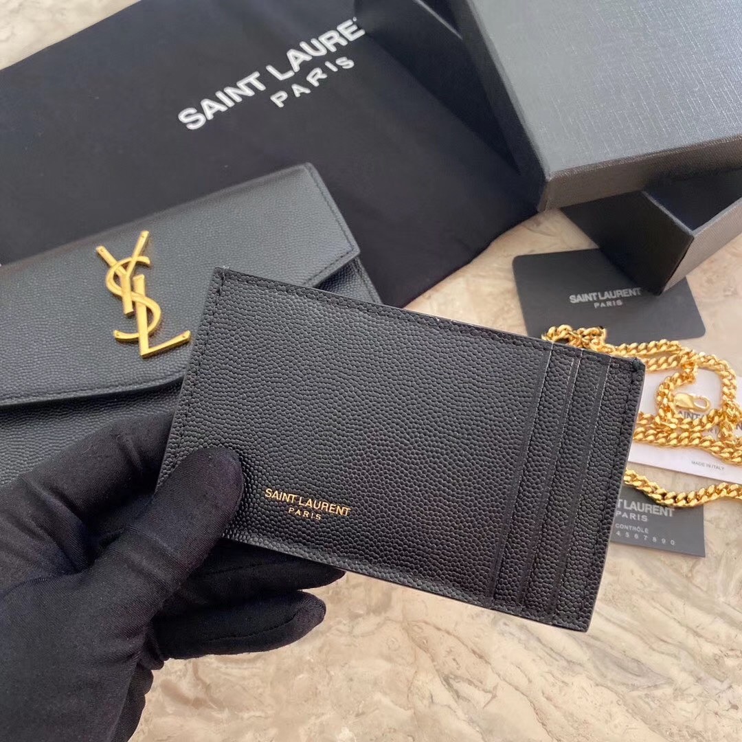 Sa**t Lau*nt woc uptown chain wallet in black leather