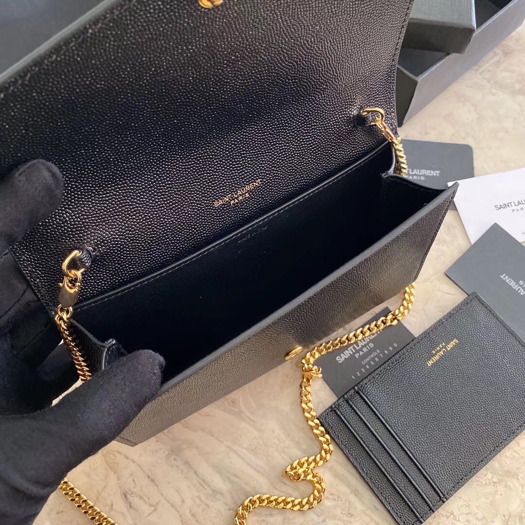Sa**t Lau*nt woc uptown chain wallet in black leather