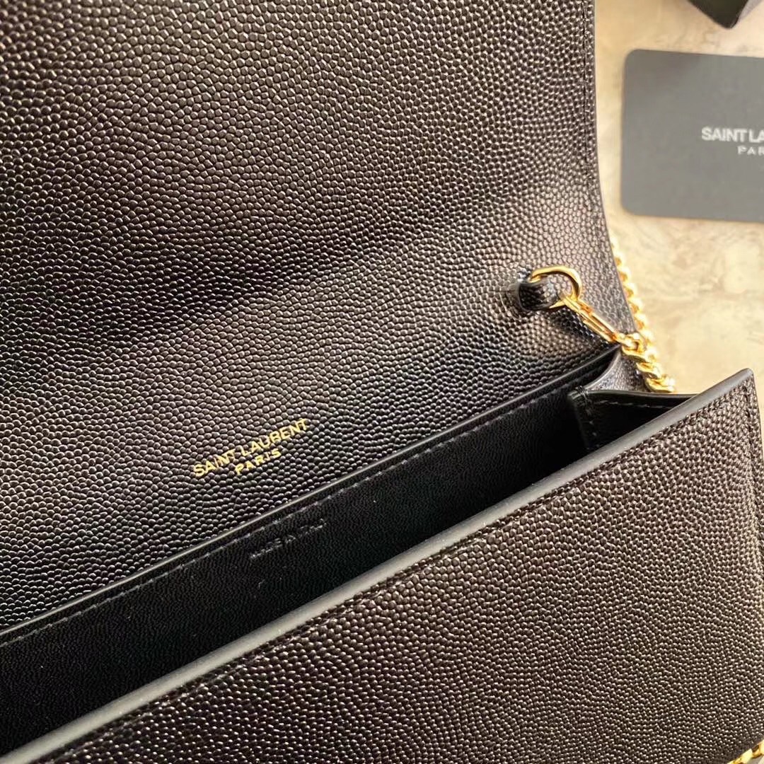 Sa**t Lau*nt woc uptown chain wallet in black leather