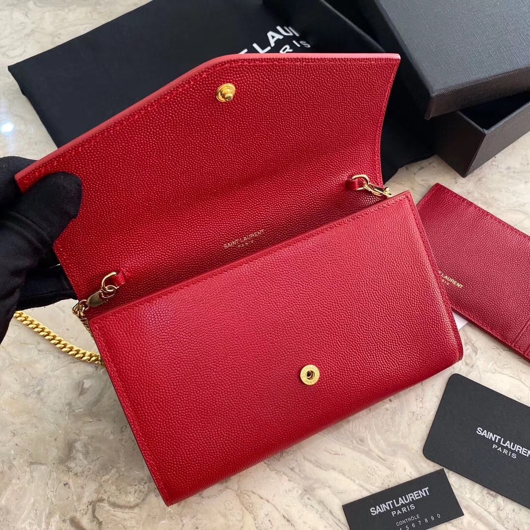 Sa**t Lau*nt woc uptown chain wallet in red leather