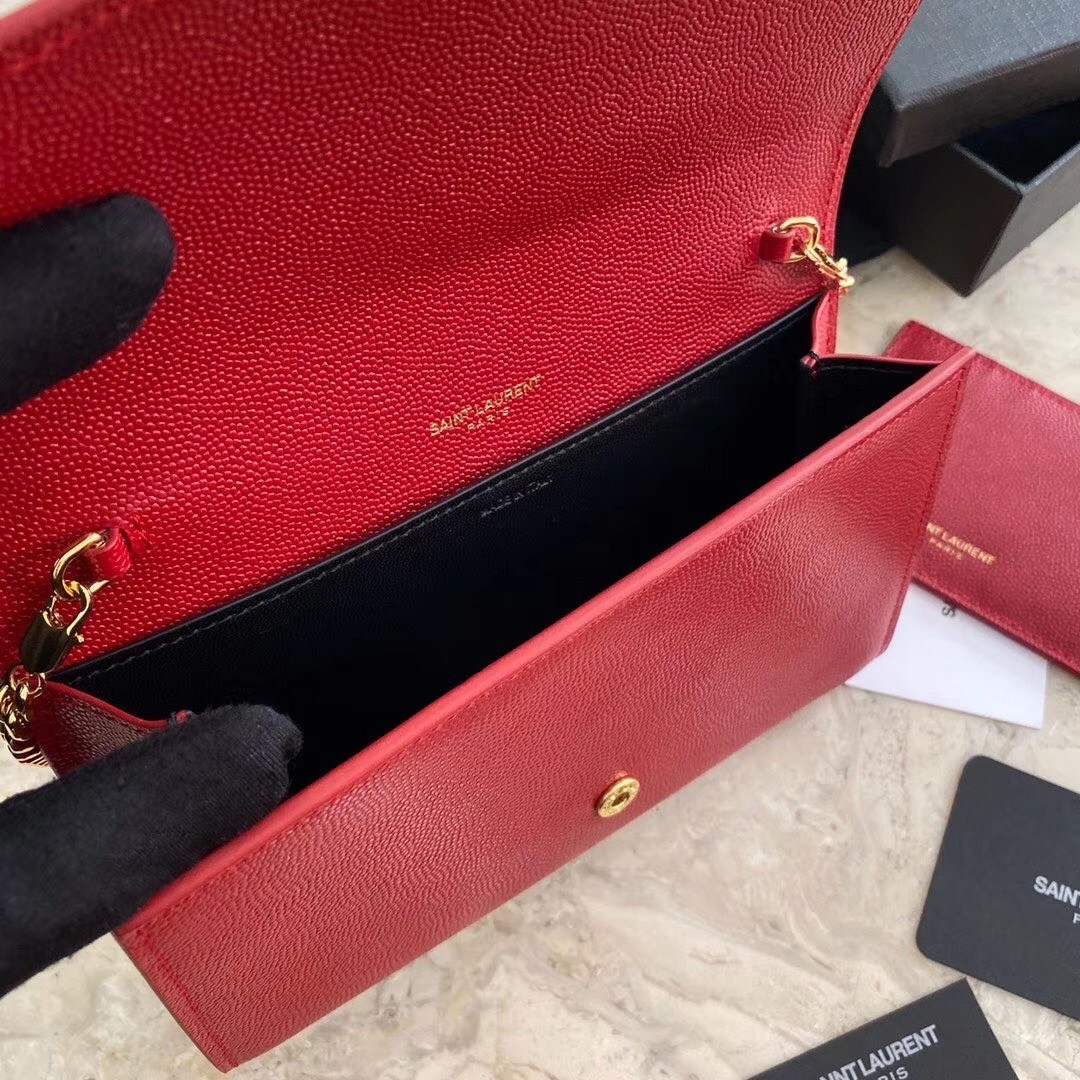 Sa**t Lau*nt woc uptown chain wallet in red leather