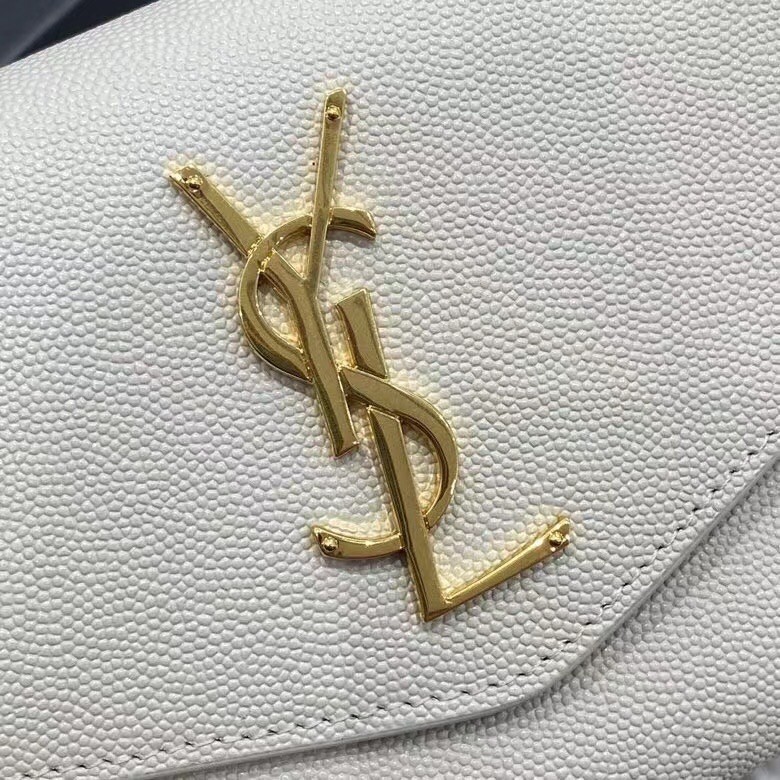 Sa**t Lau*nt woc uptown chain wallet in white leather