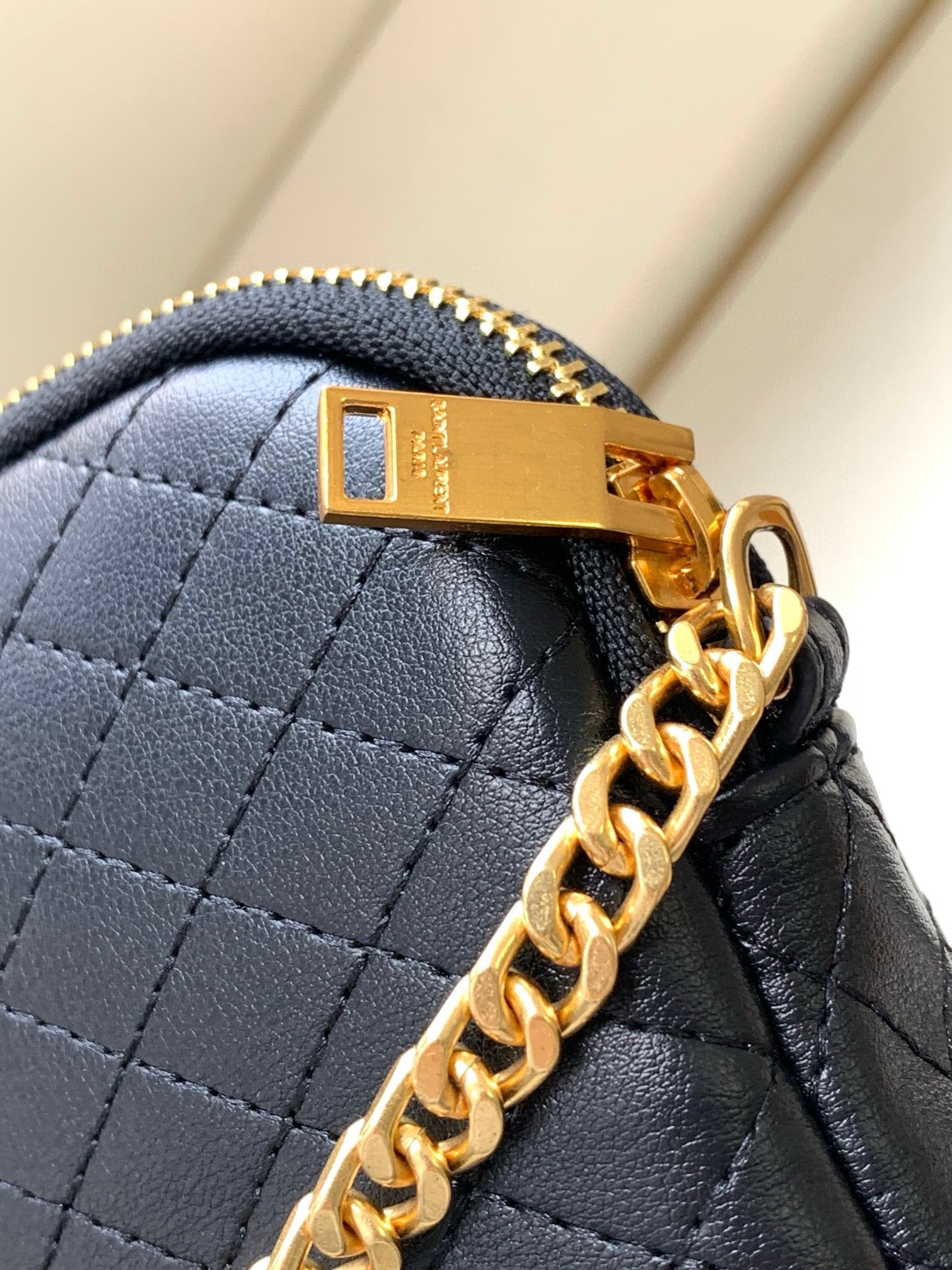 Sa**t Lau*nt gaby zipped pouch in black quilted lambskin