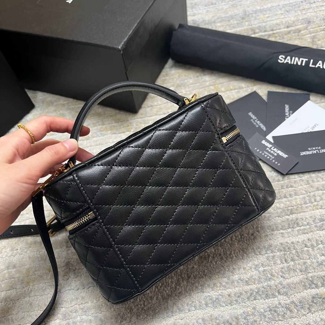Sa**t Lau*nt gaby mini vanity bag in black lambskin
