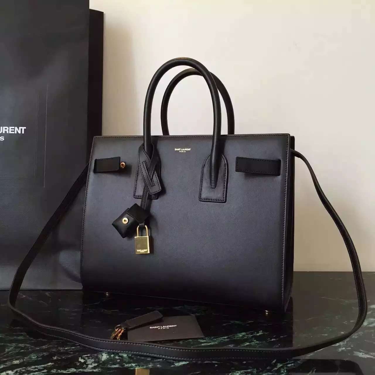 Sa**t Lau*nt small sac de jour bag in black leather