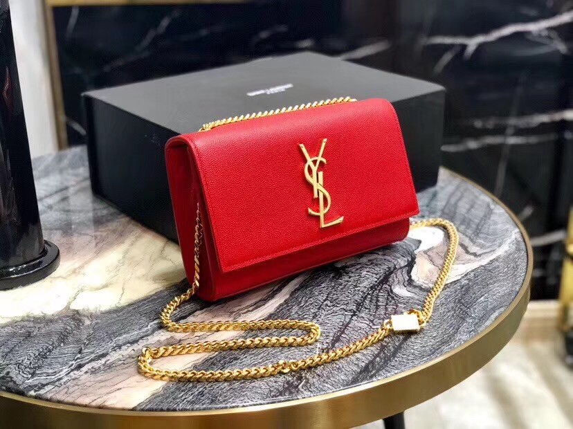 Sa**t Lau*nt small kate bag in red grained leather
