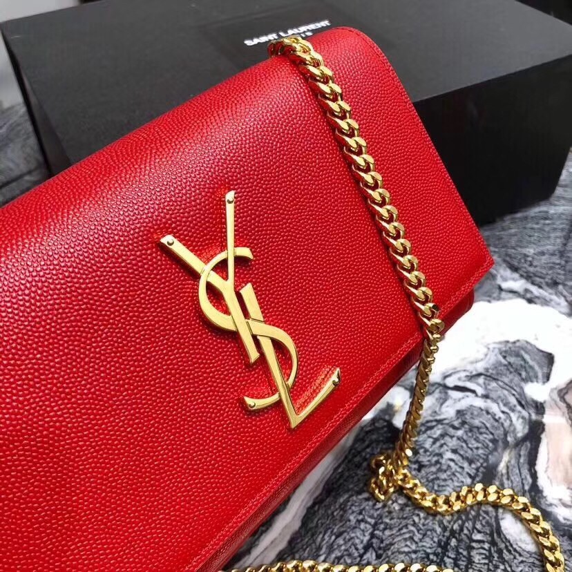 Sa**t Lau*nt small kate bag in red grained leather
