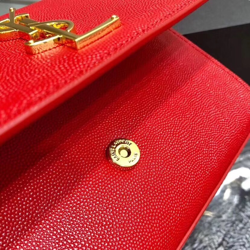 Sa**t Lau*nt small kate bag in red grained leather