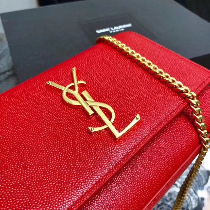 Sa**t Lau*nt small kate bag in red grained leather