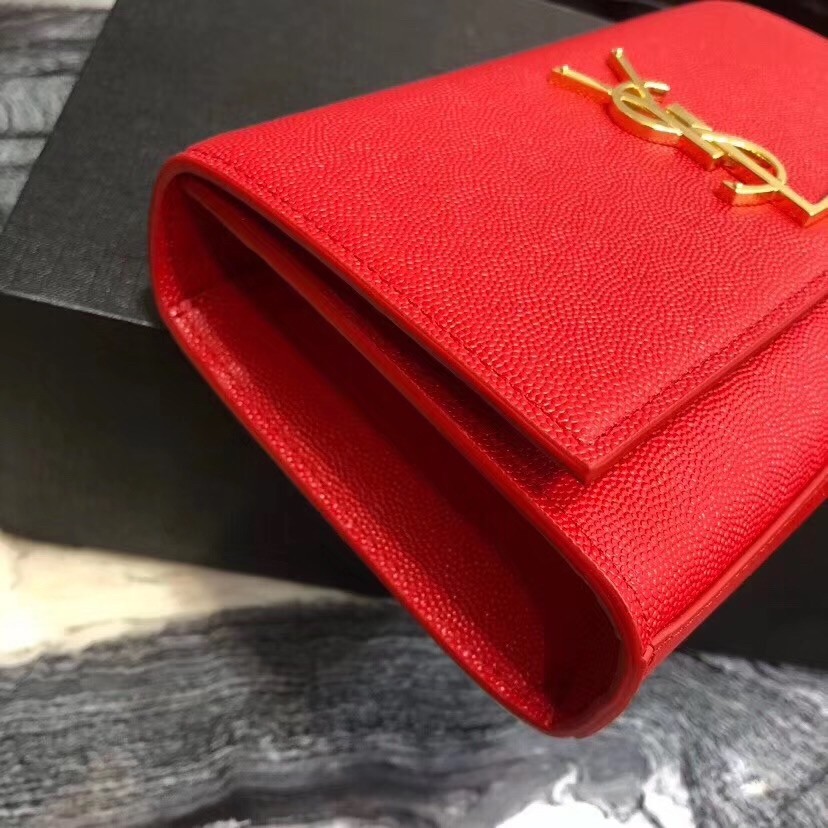 Sa**t Lau*nt small kate bag in red grained leather