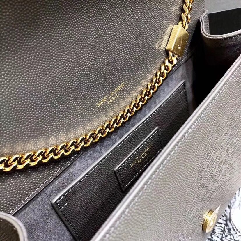 Sa**t Lau*nt medium kate bag in grey grained leather