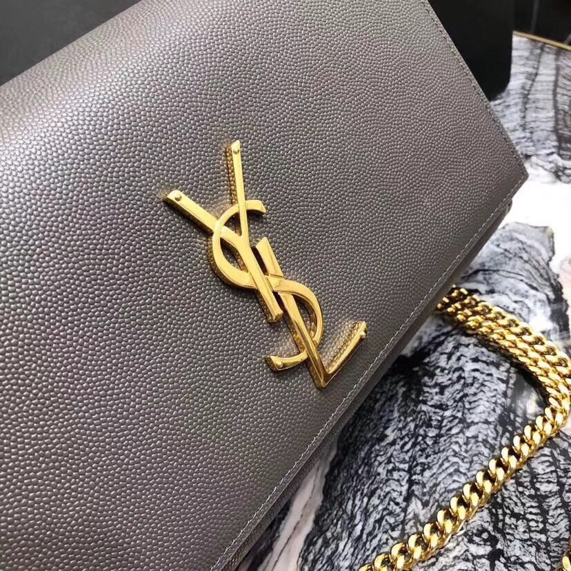 Sa**t Lau*nt medium kate bag in grey grained leather