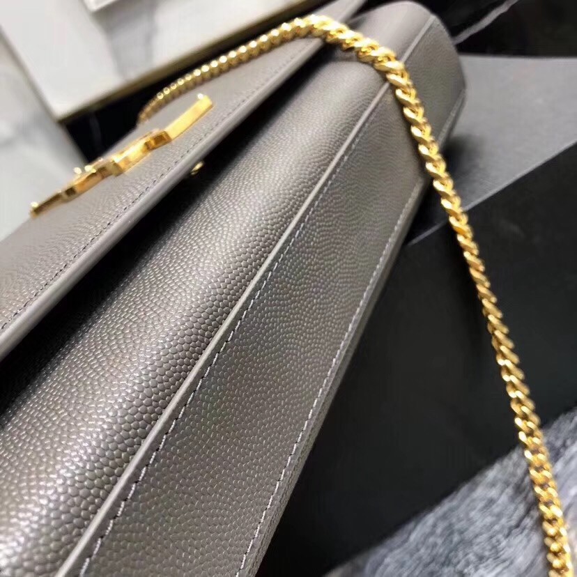Sa**t Lau*nt medium kate bag in grey grained leather