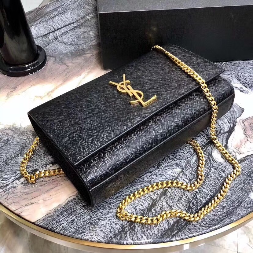 Sa**t Lau*nt medium kate bag in black grained leather