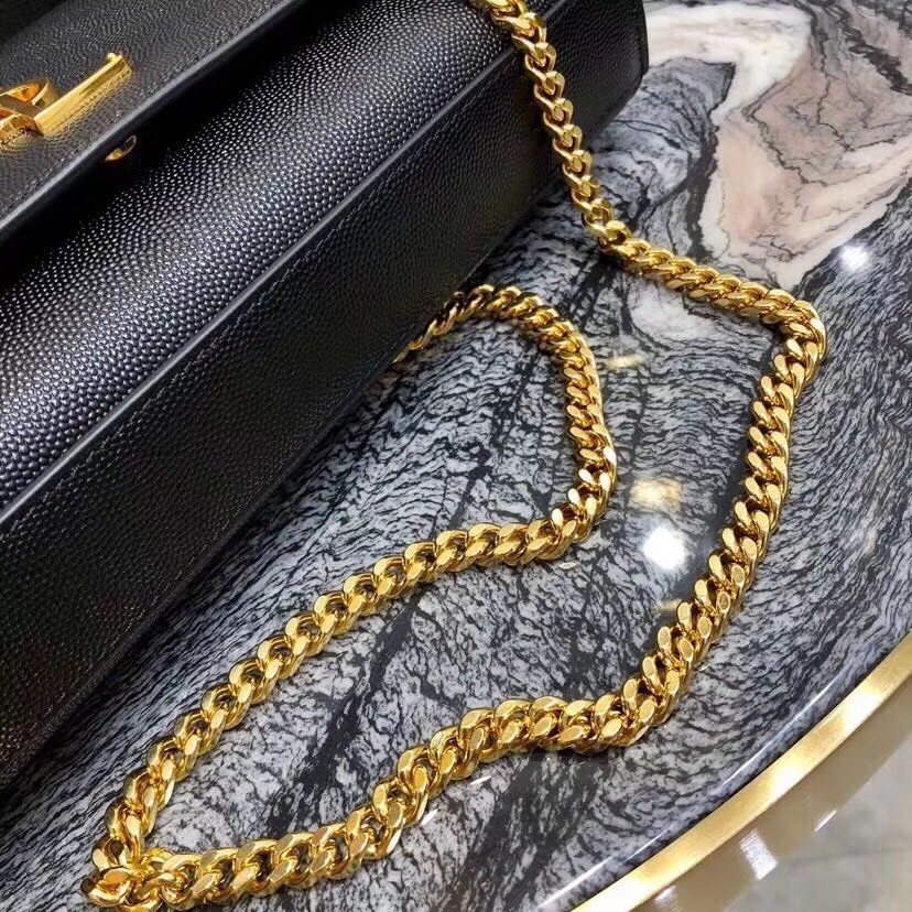 Sa**t Lau*nt medium kate bag in black grained leather