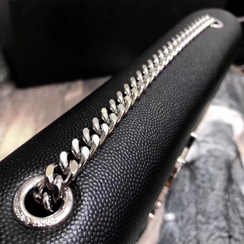 Sa**t Lau*nt medium kate bag in black grained leather