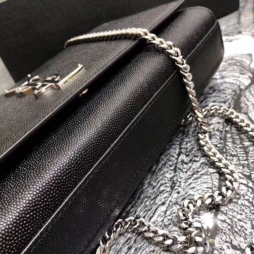 Sa**t Lau*nt medium kate bag in black grained leather