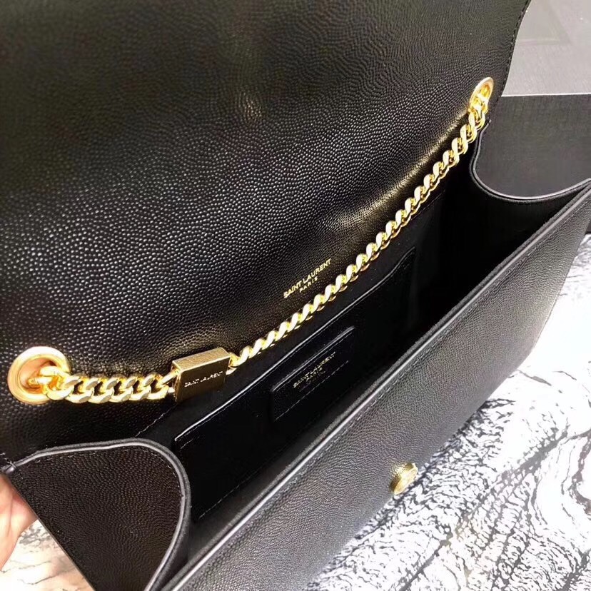 Sa**t Lau*nt medium kate bag in black grained leather