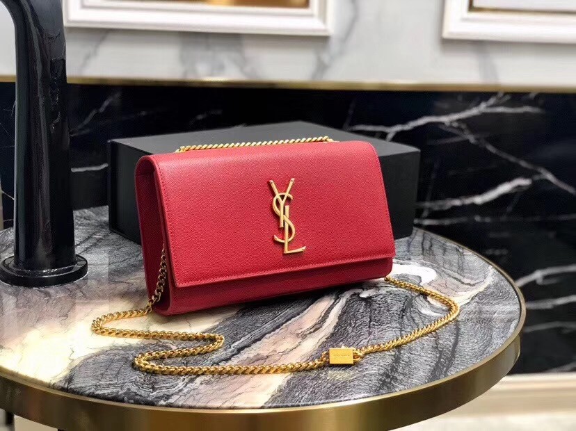 Sa**t Lau*nt medium kate bag in red grained leather