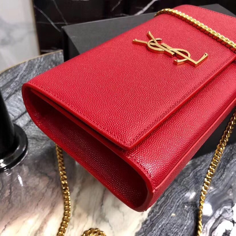Sa**t Lau*nt medium kate bag in red grained leather
