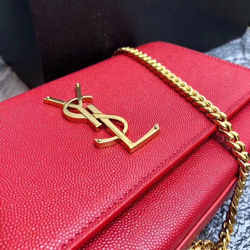 Sa**t Lau*nt medium kate bag in red grained leather
