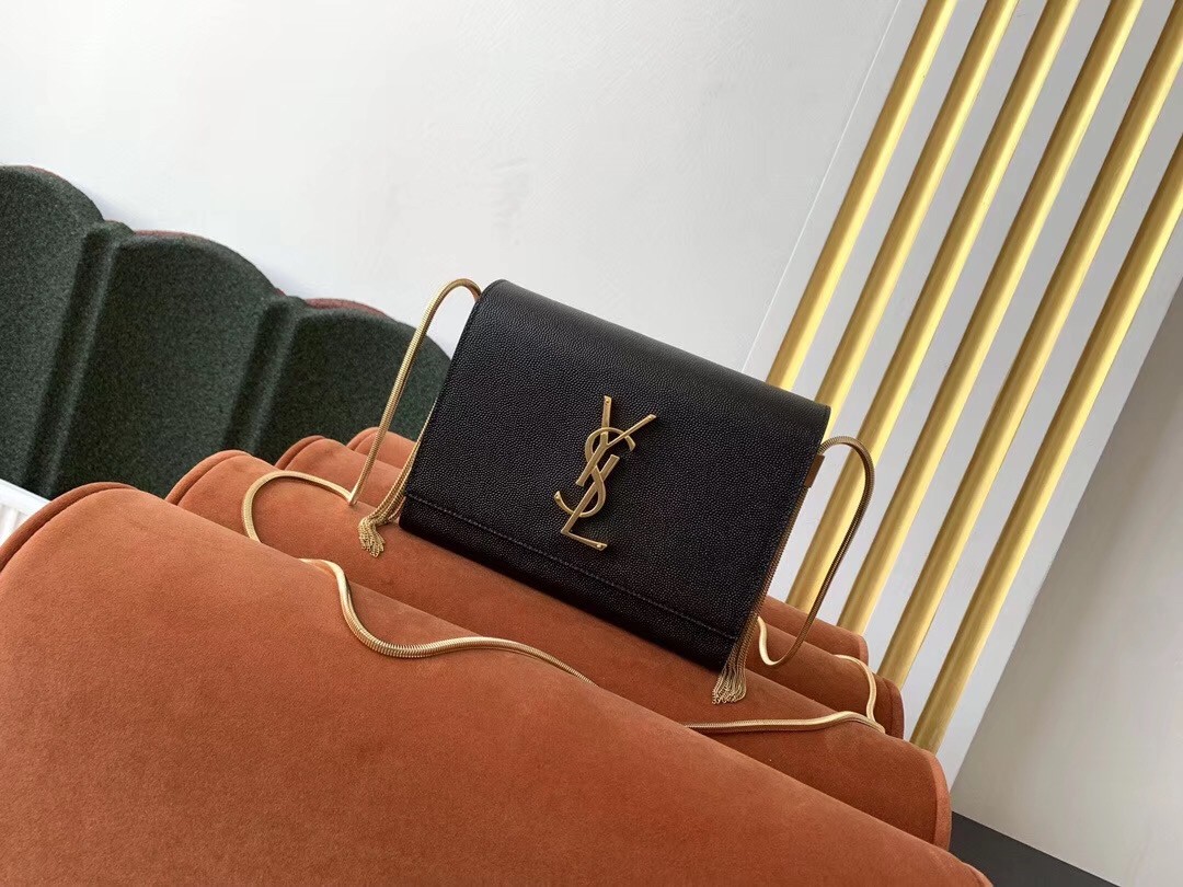 Sa**t Lau*nt kate box bag in black grained leather