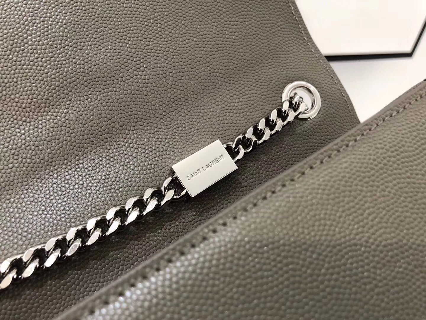 Sa**t Lau*nt small kate tassel bag in grey grained leather