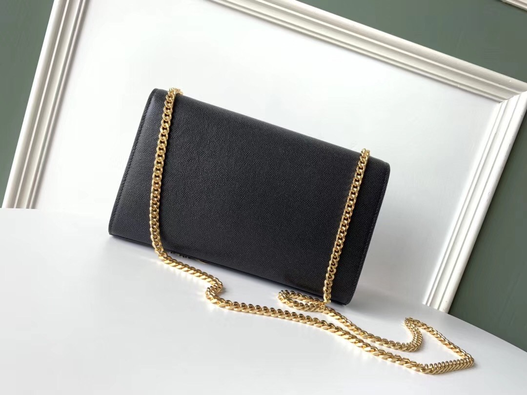 Sa**t Lau*nt medium kate bag with tassel in black smooth leather
