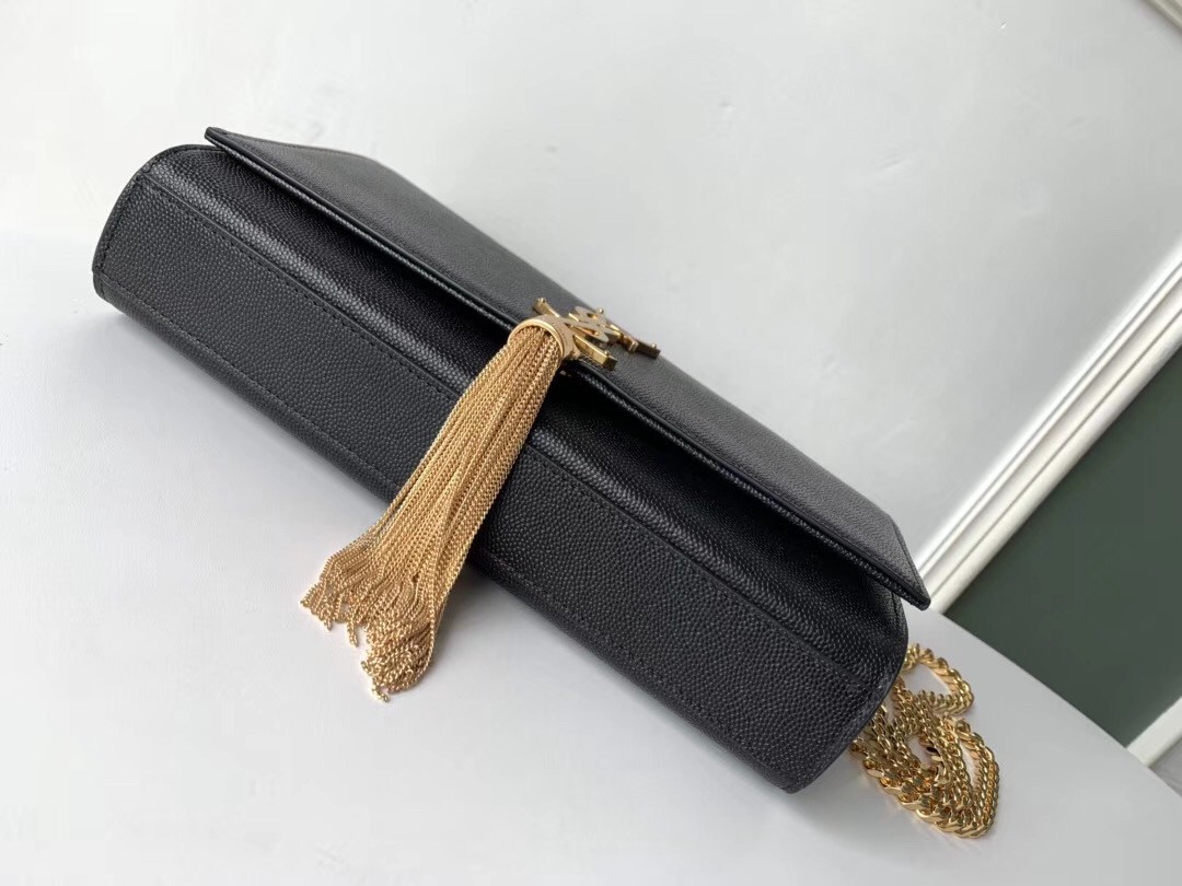 Sa**t Lau*nt medium kate bag with tassel in black smooth leather