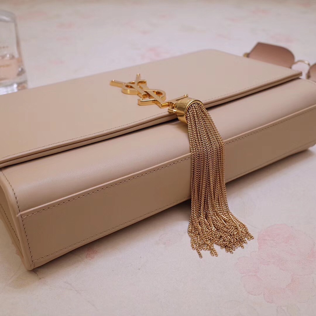 Sa**t Lau*nt medium kate bag with tassel in powder smooth leather