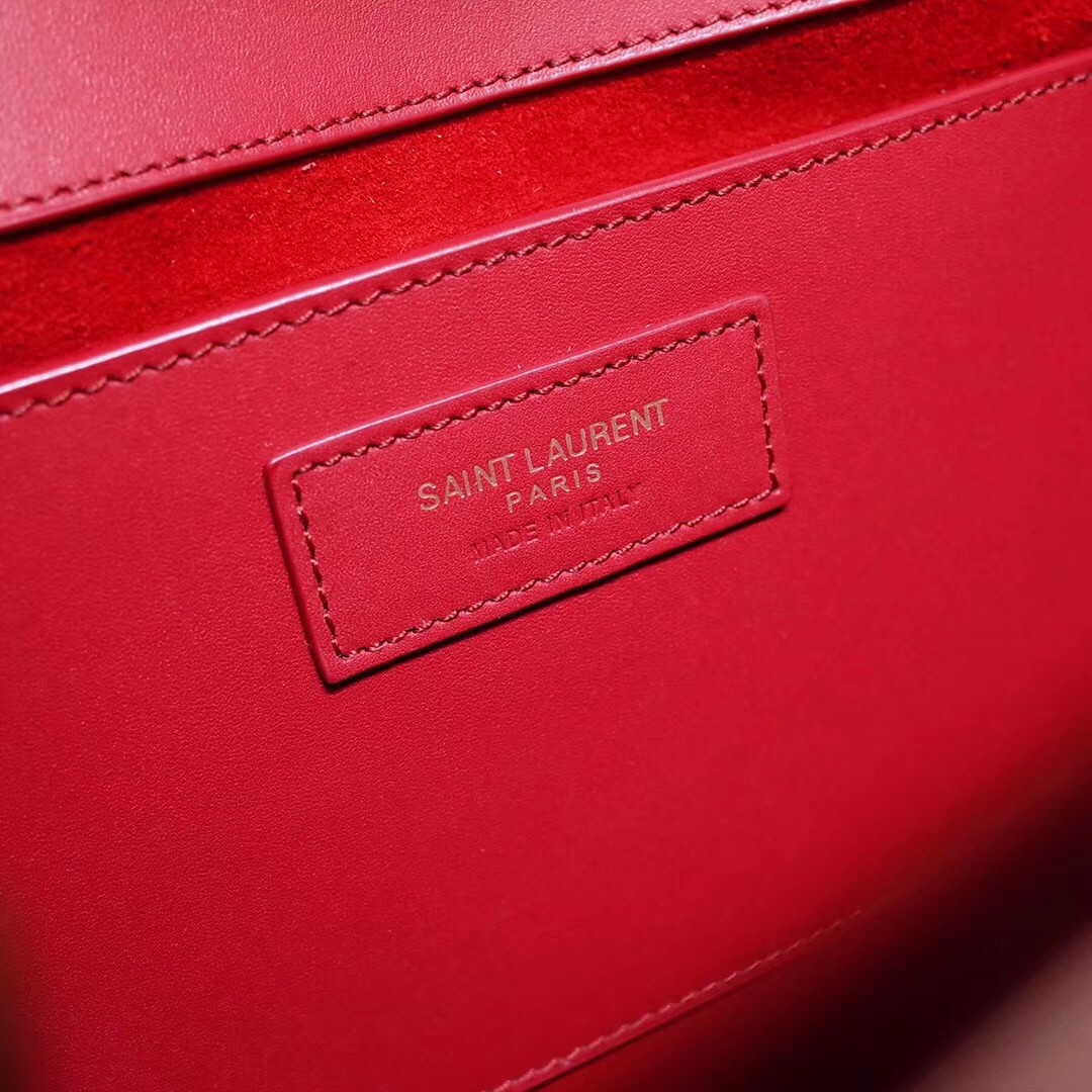 Sa**t Lau*nt medium kate bag with tassel in red smooth leather