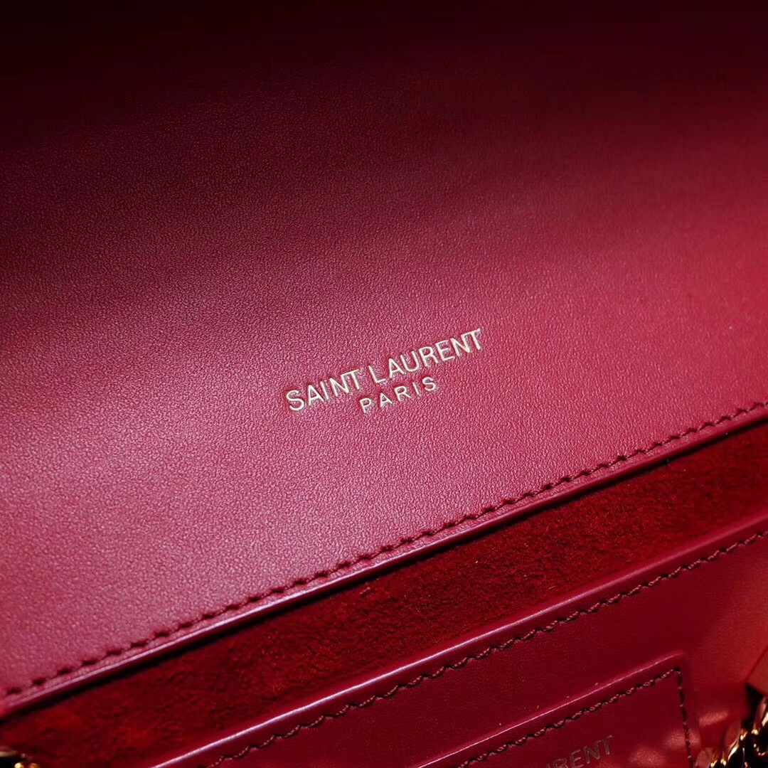 Sa**t Lau*nt medium kate bag with tassel in red smooth leather