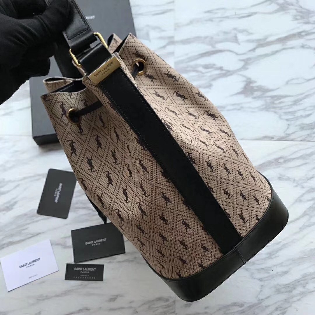 Sa**t Lau*nt monogram all over bucket bag in canvas