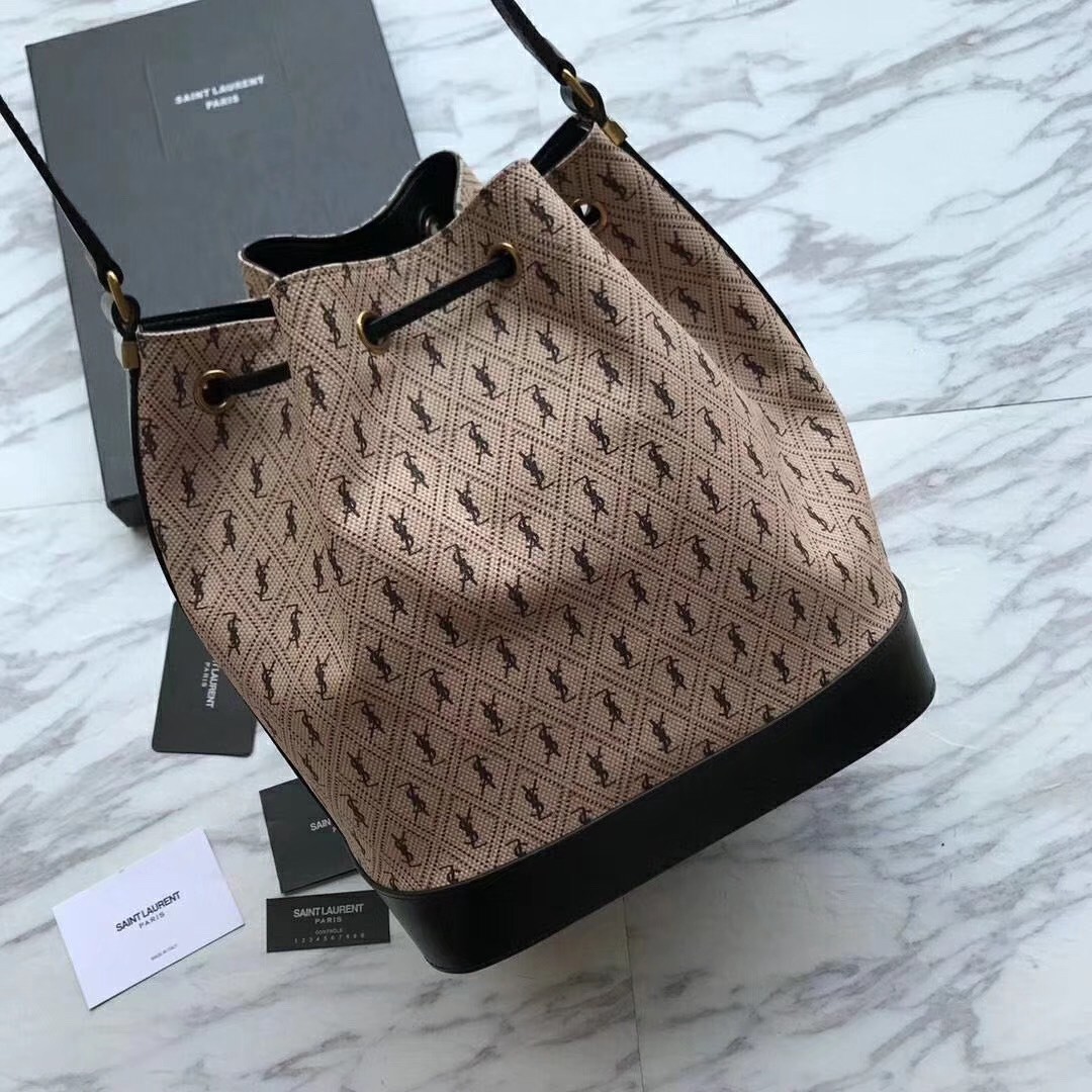 Sa**t Lau*nt monogram all over bucket bag in canvas