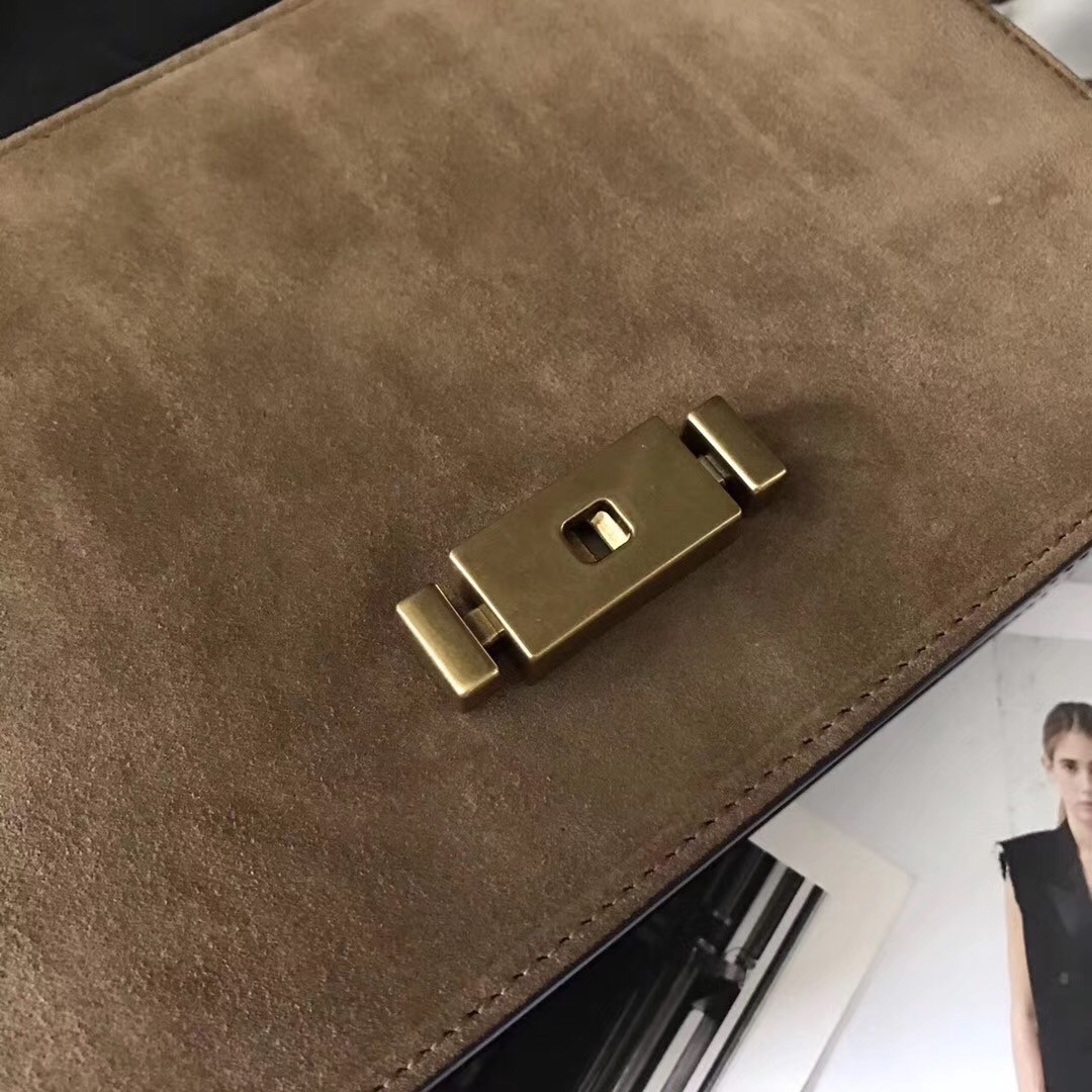 Sa**t Lau*nt medium bellechasse bag in black leather and taupe suede
