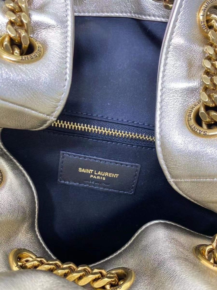 Sa**t Lau*nt joe backpack in gold lame leather