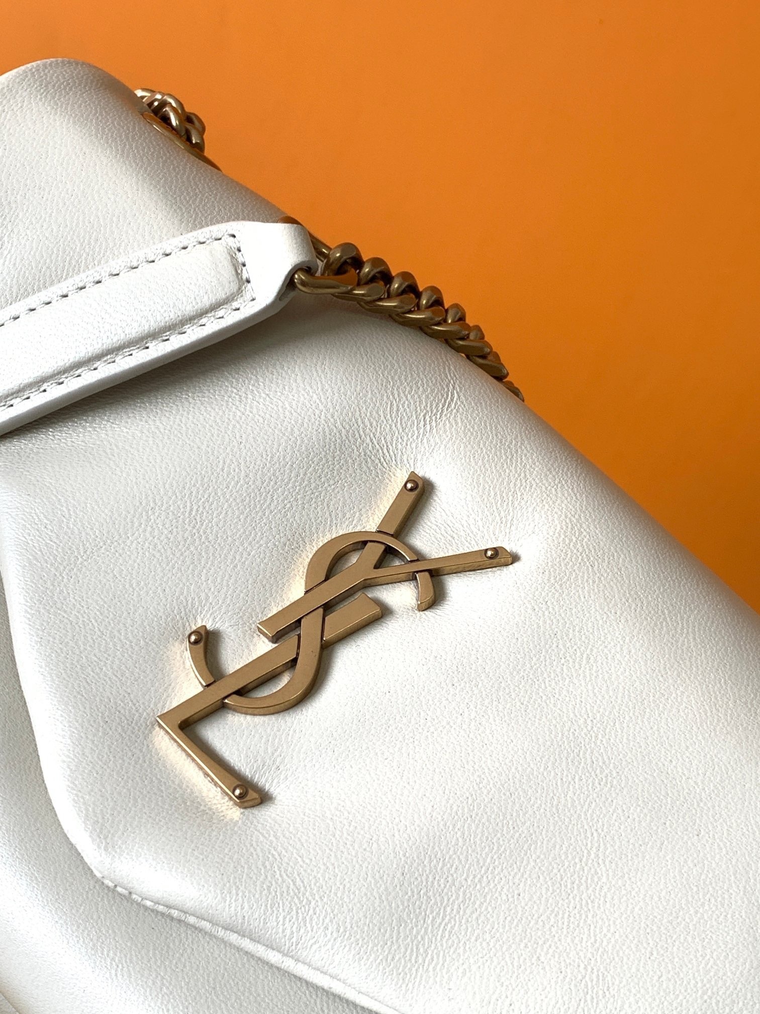 Sa**t Lau*nt calypso shoulder bag in white lambskin