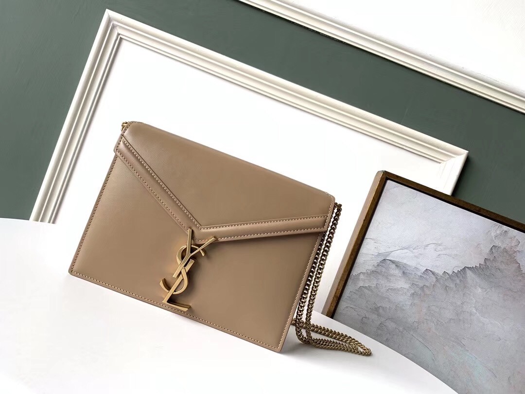 Sa**t Lau*nt camel cassandra monogram clasp bag