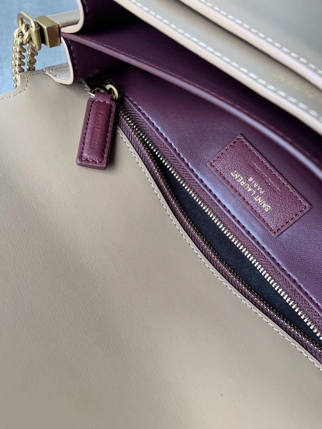 Sa**t Lau*nt camel cassandra monogram clasp bag