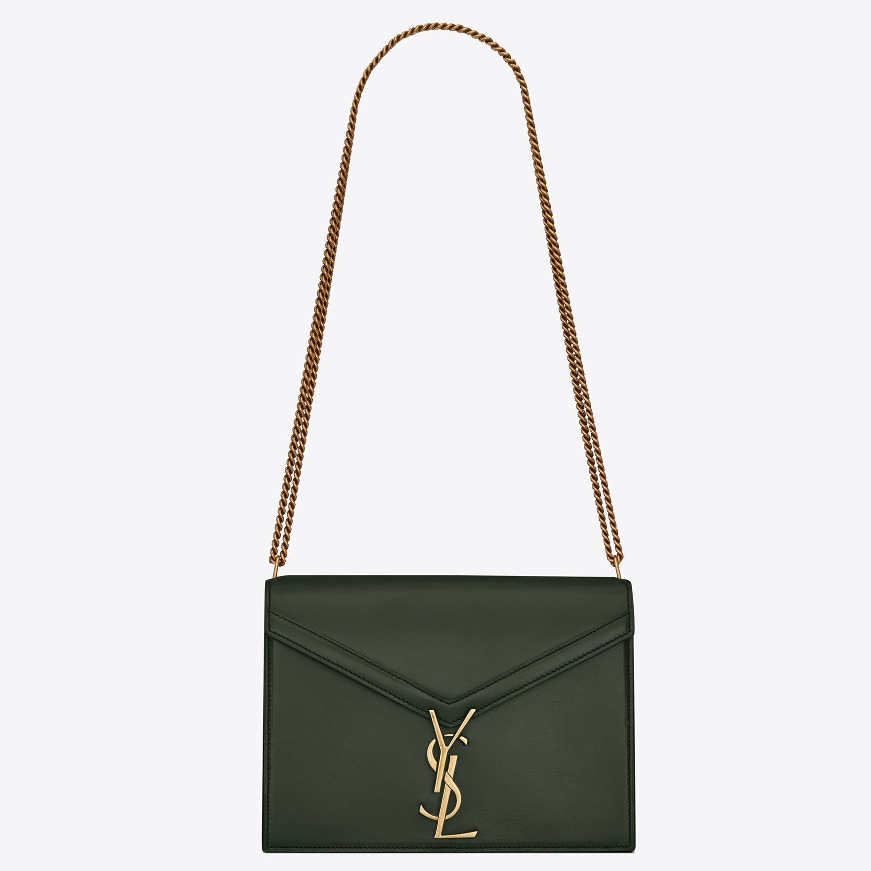 Sa**t Lau*nt dark green cassandra monogram clasp bag