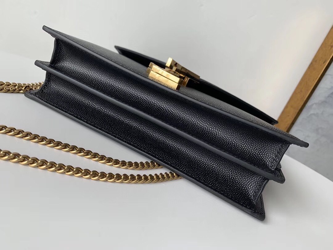 Sa**t Lau*nt cassandra clasp bag in black grained leather