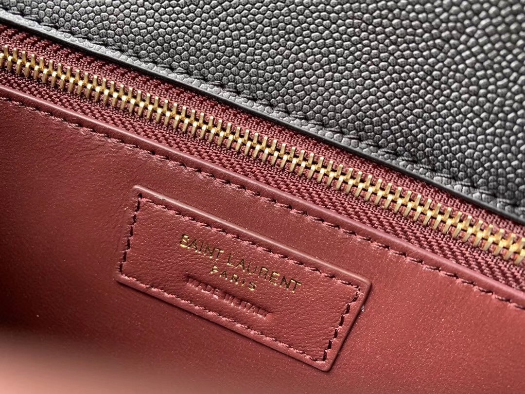 Sa**t Lau*nt cassandra clasp bag in black grained leather