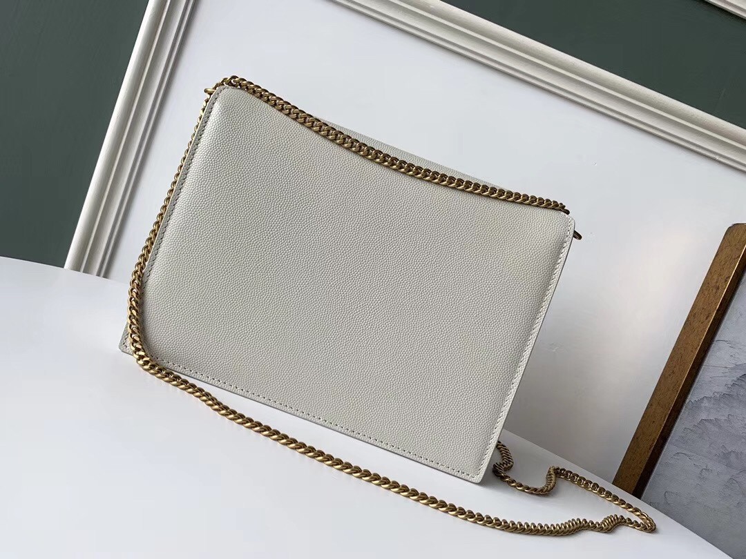 Sa**t Lau*nt cassandra clasp bag in blanc grained leather